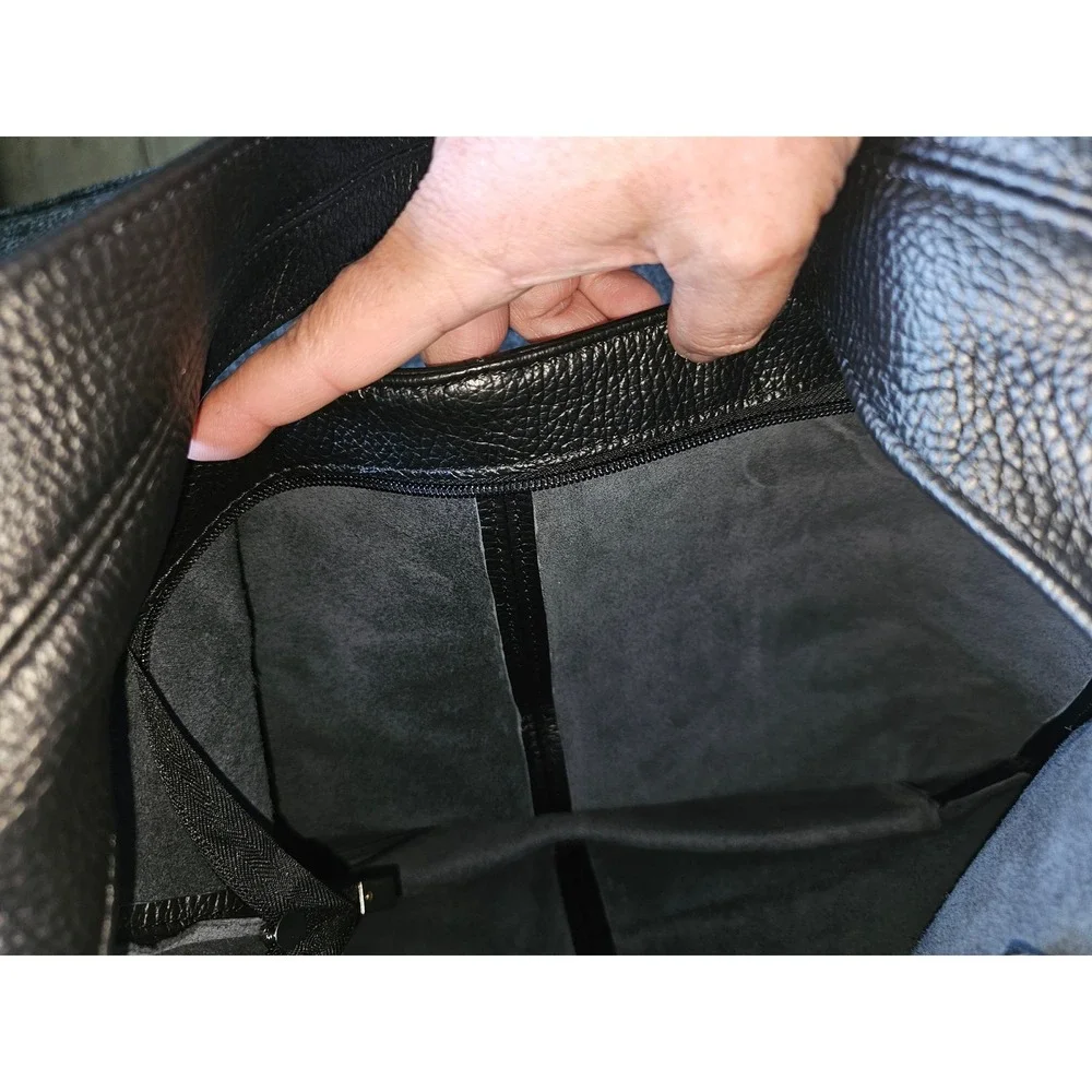 Takeasy Calf Leather Hobo Bag Womens Large Black NEW Made in Italy 011943
